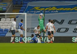 Simon Sluga makes a safe catch to keep City at bay on this occasion