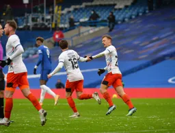Jordan Clark and Kiernan Dewsbury-Hall shake on it after Clark scores Town`s only goal