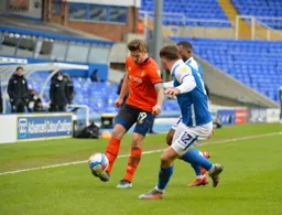 James Collins appears to balance the ball on the toe end of his boot
