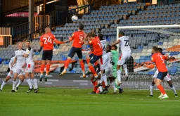 Kal Naismith, Dan Potts and Glenn Rea on the attack at a set piece