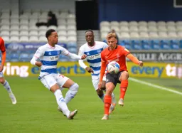 Kiernan Dewsbury-Hall brings the ball under control as Chris Willock closes in