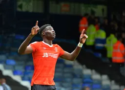 Elijah Adebayo after scoring his first goal on what will be a breakthrough season