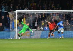 Simon Sluga can't get there, but Tom Lockyer gets it away