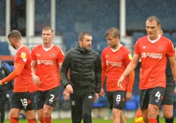 Nathan Jones getting the half time team talk in early for Luke Berry