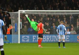 James Shea full stretch to pull off a tremendous save