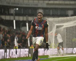 Elijah Adebayo celebrates scoring against Derby