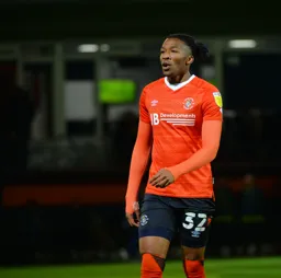 Gabe Osho in action for Luton Town vs Middlesbrough