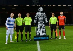 Sonny Bradley and Stefan Johansson raising awareness for Prostate Cancer UK ahead of the match