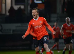 Luke Berry celebrates scoring against Preston