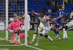 A happy Gabriel Osho shows his delight after scoring the Town`s second goal