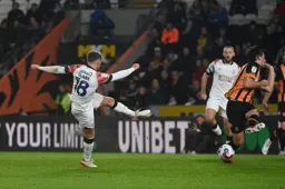 Jordan Clark takes a shot at goal