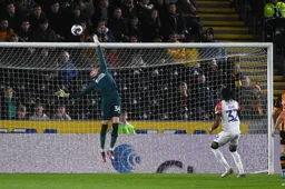 Ethan Horvath is at full stretch as he attempts to make a save