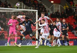 Gabriel Osho puts some pressure on the City goal