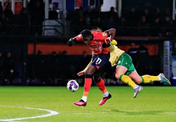 Elijah Adebayo is fouled by Cameron Pring