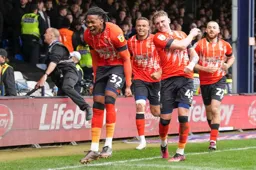 For Gabriel Osho happiness is scoring in a local derby. Alfie Doughty, Carlton Morris and Allan Campbell think so too
