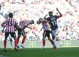 Elijah Adebayo causes the Sunderland defence some problems