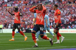 A look of despair on the face of Gabriel Osho after his disallowed goal