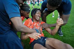 Gabriel Osho shows his emotions