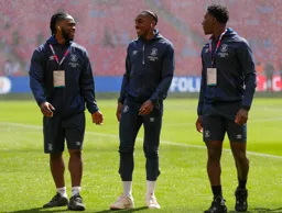Fred Onyedinma Amari`i Bell and Bim Pepple doing a pre match walkabout