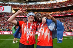 Alfie Doughty and Admiral Muskwe in a celebratory mood