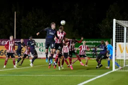 Luke Berry gets a header on goal