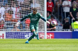 James Shea with a goal kick