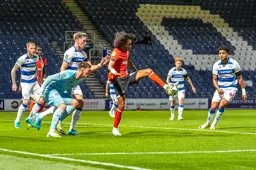 Tahith Chong has his back to the goal as he attempts to control the ball