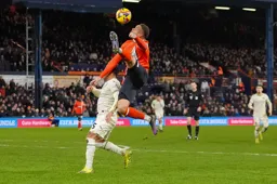 Carlton Morris with an acrobatic leap