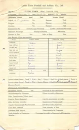 Lincoln City H 24.10.1953 Match Paperwork