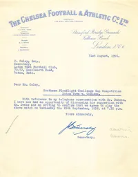 Chelsea H 26.9.1956 Match Paperwork & Correspondence