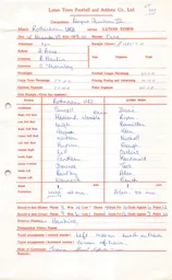 Rotherham United A 1.11.1969 Match Paperwork