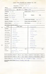 Tranmere Rovers H 3.3.1970 Match Paperwork