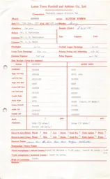 Watford A 13.11.1971 Match Paperwork