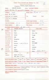 Charlton Athletic A 26.2.1972 Match Paperwork