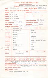 Birmingham City N 19.9.1972 Match Paperwork