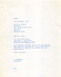 Port Vale A 5.1.1974 Match Paperwork & Correspondence