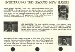 Introducing New Seasons Players Dean McNichol Gregory Programme Article 1976