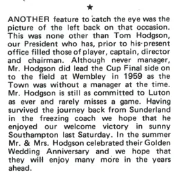 Tom Hodgson Programme Article 1977