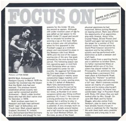 Mark Aizlewood Focus On Programme Article 1978
