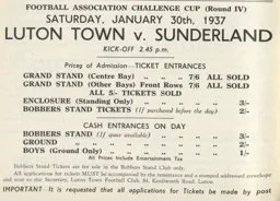 Sunderland Ticket Info 1937