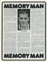 Joe Payne Memory Man Programme Article 1973