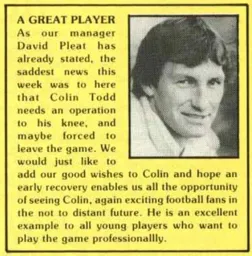 Colin Todd Injury News 1984