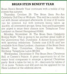 Brian Stein Benefit Year Events 1987