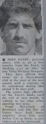 Mike Saxby Transfer News August 1984