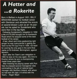 Billy Bingham, A Hatter and a Rokerite - 95-96 programme feature