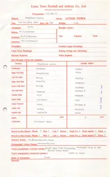 Blackburn Rovers A 30.10.1976 Match Paperwork