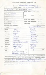 Blackburn Rovers H 20.10.1970 Match Paperwork
