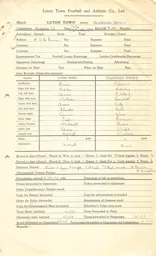 Blackburn Rovers H 22.9.1951 Match Paperwork