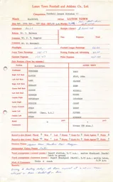 Blackpool A 20.11.1971 Match Paperwork
