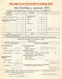 Bradford A 29.1.1966 Match Paperwork